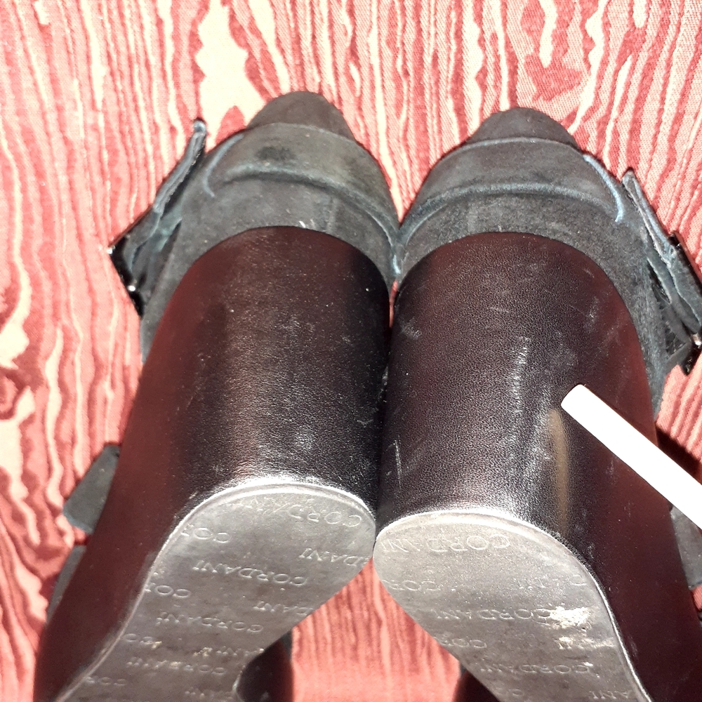 CORDANI CALZATURE DALLACE  Suede Button Wrapped Strap Heel Pump Size 37 Black - Picture 14 of 14